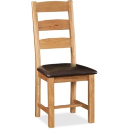 Ascot Slatted Dining Chair With Vegan Leather Seat Pair - thumbnail 2