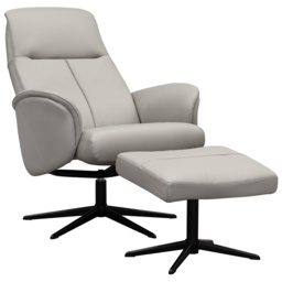 G Plan Nysted Manual Recliner Chair and Stool Set - Leather Grade N - Black Base - thumbnail 5
