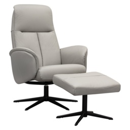 G Plan Nysted Manual Recliner Chair and Stool Set - Leather Grade N - Black Base - thumbnail 3