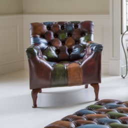 Metropolitan Rub-Off Leather Patchwork Armchair - thumbnail 2
