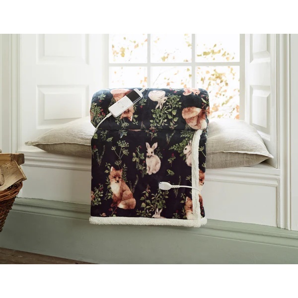 Deyongs Woodland Wildlife Heated Throw 140x180cm - Green - image 1