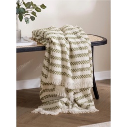 HOEM Clyne Strpe Tassled Throw 130x180cm - Olive - thumbnail 1