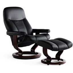 Stressless Consul Chair With Classic Base - Small - Batick Leather - With Footstool - thumbnail 4