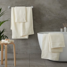 Catherine Lansfield Zero Twist Towels - Cream - Bath Towel - thumbnail 2
