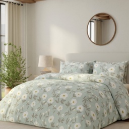 Vantona Simple Floral Duvet Set - Duck Egg - Super King - thumbnail 2