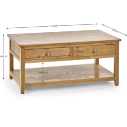 Julian Bowen Mallory Rectangular Coffee Table With 2 Drawers - Brown - thumbnail 6