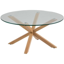 Heaven Round Glass Coffee Table With Oak Base - thumbnail 2