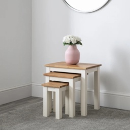 Julian Bowen Coxmoor Nest Of 3 Tables - Ivory and Oak