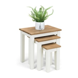 Julian Bowen Coxmoor Nest Of 3 Tables - Ivory and Oak - thumbnail 2