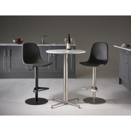 HND Zaragoza Bar Stool - Grey PU Leather - Brushed Steel - image 1