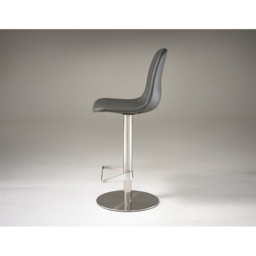 HND Zaragoza Bar Stool - Grey PU Leather - Brushed Steel - thumbnail 2