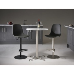 HND Zaragoza Bar Stool - Grey PU Leather - Brushed Steel