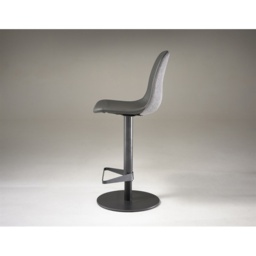 HND Zaragoza Bar Stool - Grey PU Leather - Brushed Steel - thumbnail 3