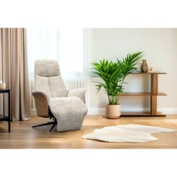 G Plan Halburg Manual Recliner Chair - Leather Grade L - Light Wood - Black Base - thumbnail 1