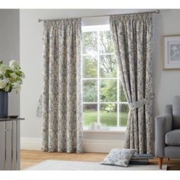 Dreams and Drapes Averie Lined Pencil Pleat Curtains - Blue - 90x90 - thumbnail 1