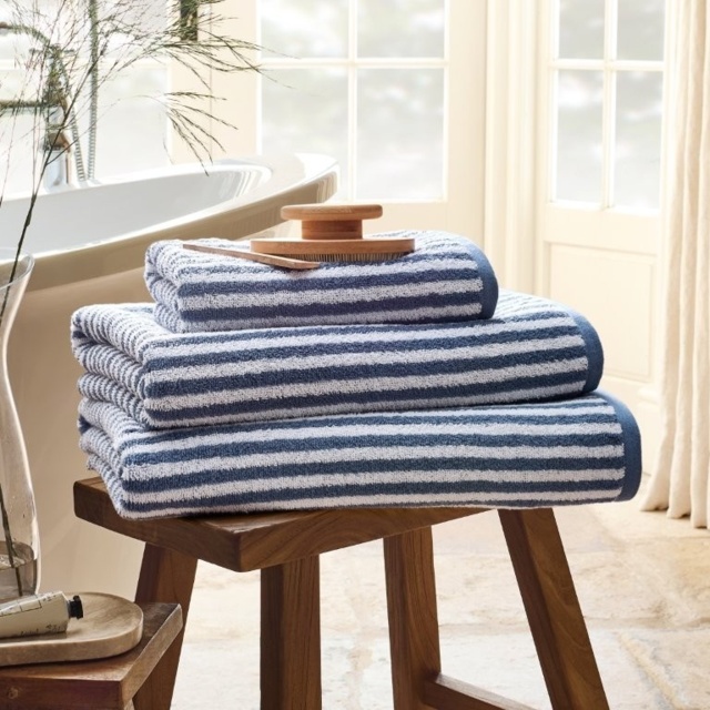 Christy Portobello Stripe Cotton Towel - Chalk Blue - Bath Sheet - image 1