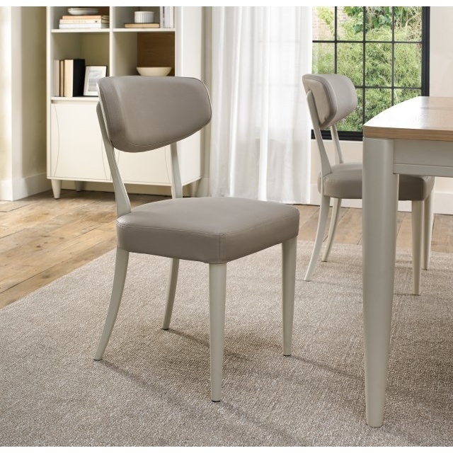 Delta Soft Grey Upholstered Back Dining Chair - Grey Bonded Leather Pair - image 1
