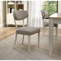 Delta Soft Grey Upholstered Back Dining Chair - Grey Bonded Leather Pair - thumbnail 1