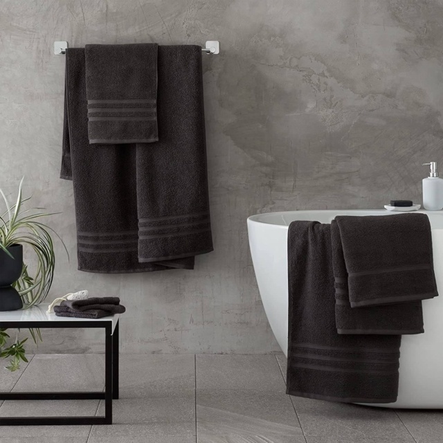 Catherine Lansfield Zero Twist Towel - Charcoal - Hand - image 1