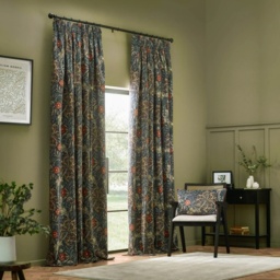 Morris and Co Seaweed Pencil Pleat Curtains - Indigo - 167cm x 228cm - thumbnail 1