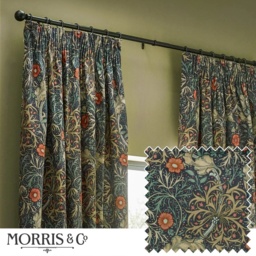 Morris and Co Seaweed Pencil Pleat Curtains - Indigo - 167cm x 228cm - thumbnail 2