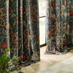 Morris and Co Seaweed Pencil Pleat Curtains - Indigo - 167cm x 228cm - thumbnail 5