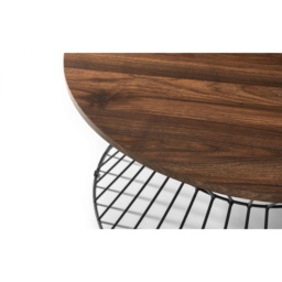 Julian Bowen Jersey Round Wire Coffee Table - Walnut - thumbnail 3