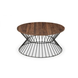 Julian Bowen Jersey Round Wire Coffee Table - Walnut - thumbnail 2