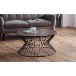 Julian Bowen Jersey Round Wire Coffee Table - Walnut - thumbnail 1