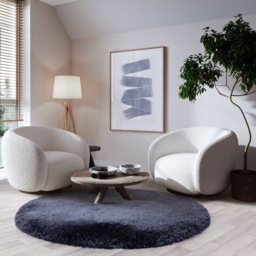 Asiatic Plush Luxury Shaggy 150cm Circle Rug - Navy - 150cm Circle - thumbnail 2