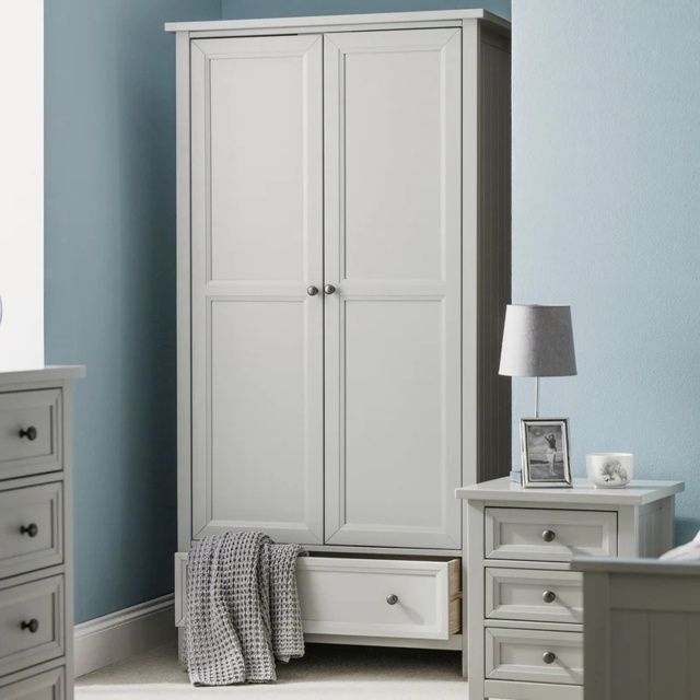 Julian Bowen Maine 2 Door Combination Wardrobe - Dove Grey - image 1