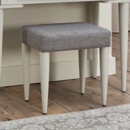 Delta Scandi Oak and Soft Grey Upholstered Stool - Lotus Grey Fabric