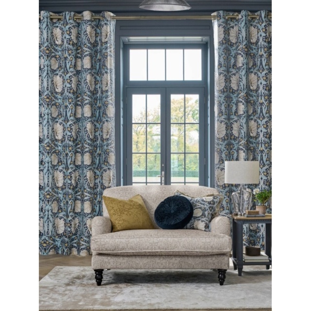 William Morris at Home Pimpernel Blackout Eyelet Curtains - Blue - W 90 x D 72 - image 1