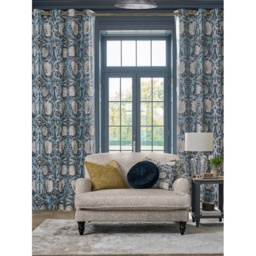 William Morris at Home Pimpernel Blackout Eyelet Curtains - Blue - W 90 x D 72 - thumbnail 1
