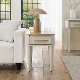 Delta Scandi Oak and Soft Grey Rectangular Lamp Table - thumbnail 1