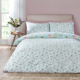 Catherine Lansfield Avebury Floral Duvet Set - Duck Egg - Single - thumbnail 3