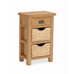 Ascot Rustic Oak Telephone Table With Baskets - thumbnail 2