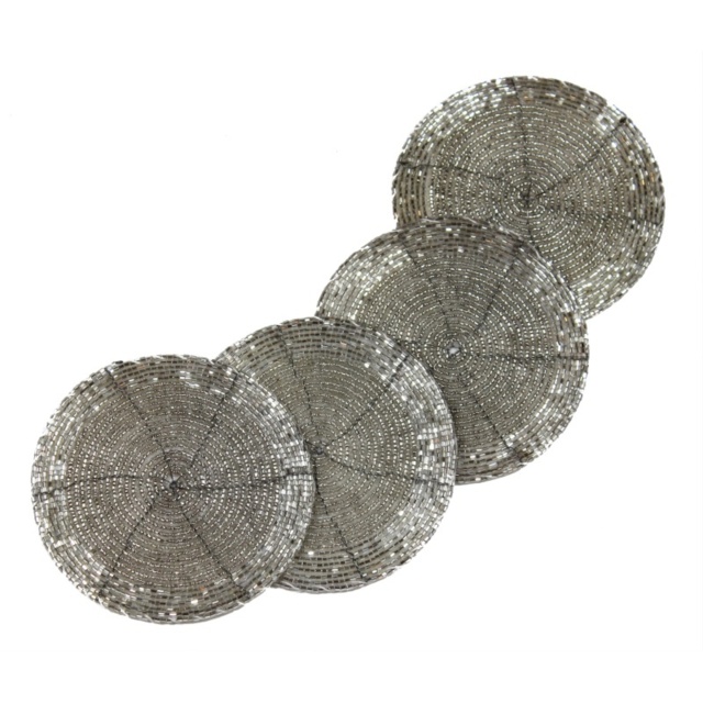 Peggy Wilkins Bliss Beaded Coasters Set Of 4 - Silver - image 1