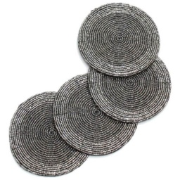Peggy Wilkins Bliss Beaded Coasters Set Of 4 - Silver - thumbnail 2