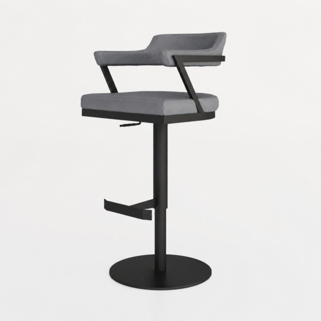 HND Firenza Bar Stool - Black Frame - Grey PU Leather - image 1