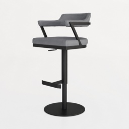 HND Firenza Bar Stool - Black Frame - Grey PU Leather - thumbnail 1