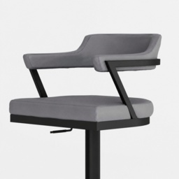 HND Firenza Bar Stool - Black Frame - Grey PU Leather - thumbnail 3