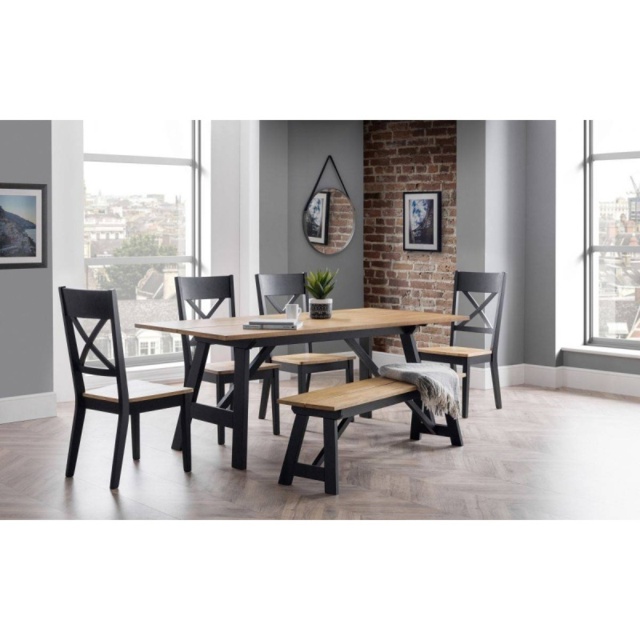 Julian Bowen 190cm Hockley Table - Black/Oak - image 1
