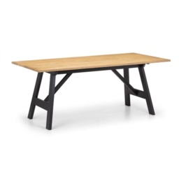 Julian Bowen 190cm Hockley Table - Black/Oak - thumbnail 2