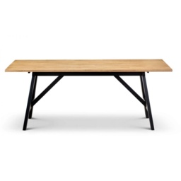 Julian Bowen 190cm Hockley Table - Black/Oak - thumbnail 4