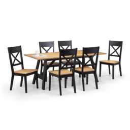 Julian Bowen 190cm Hockley Table - Black/Oak - thumbnail 3
