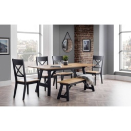 Julian Bowen 190cm Hockley Table - Black/Oak - thumbnail 1