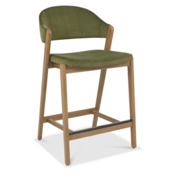 Brandon Rustic Oak Upholstered Bar Stool - Cedar Velvet - thumbnail 2