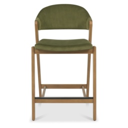 Brandon Rustic Oak Upholstered Bar Stool - Cedar Velvet - thumbnail 3