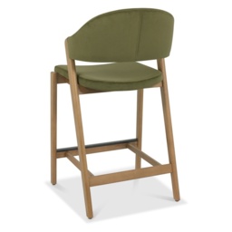 Brandon Rustic Oak Upholstered Bar Stool - Cedar Velvet - thumbnail 4